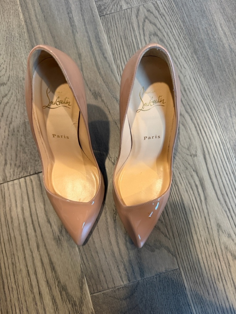 Christian Louboutin Nude Patent Pointed-Toe Pumps - Blush/Tan